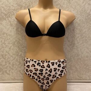 SHEIN Black and Leopard Print Bikini